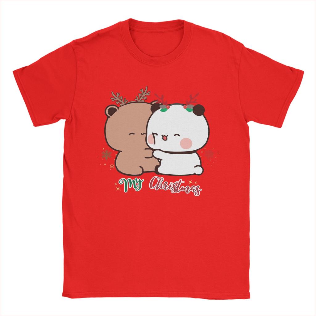 Men BuBu Panda Is DuDu Bear’s Christmas Love T-Shirts Clothing Streetwear Short Sleeves T Shirt O-Neck Casual Tee Shirt Big Size