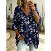 Übergrößen Damen V-Ausschnitt Fledermausärmel T-Shirt Bohemian Ethnischer Druck Lockerer Oberteil Sommer Bequem Atmungsaktiv Tägliches Pendeln Lässig Schlankmachender Stil