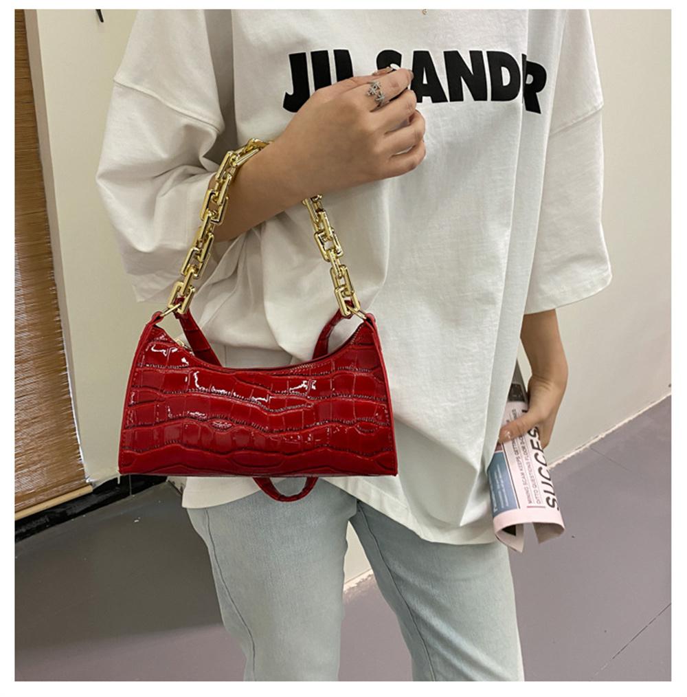 2026 New Retro Crocodile Pattern Zipper Totes Shoulder Bags Pu Leather Solid Color Chain Handbag Underarm Bag Fast Wholesale