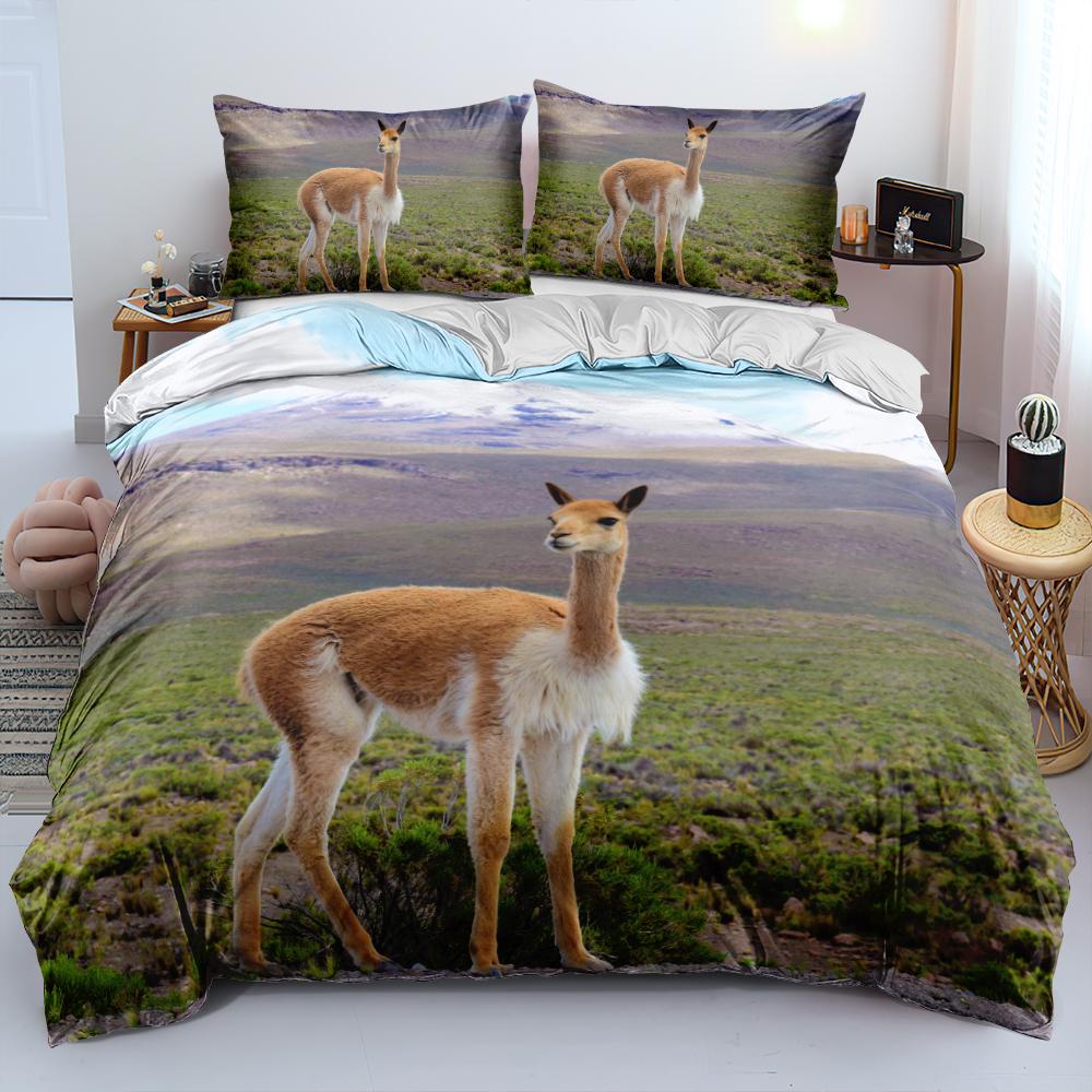 Alpaca Duvet Cover King Queen Size Kawaii Farm Animal Theme Bedding Set Kids Cartoon Llama Alpaca 2/3pcs Polyester Quilt Cover