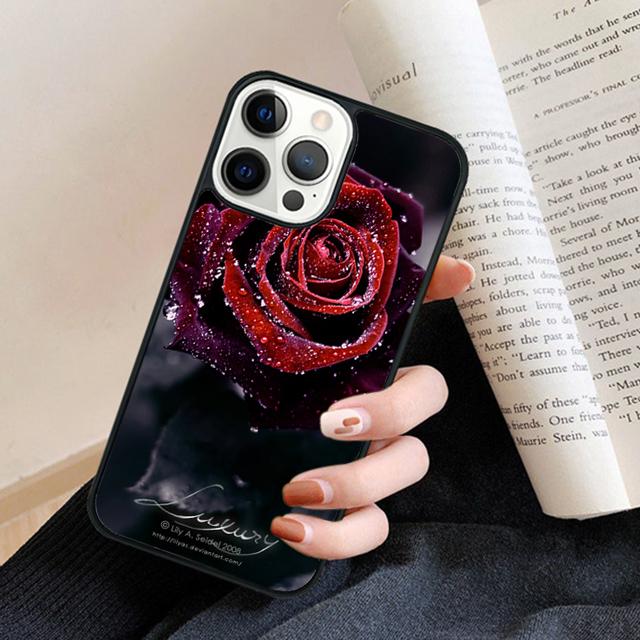 Elegant Vintage Floral Rose Phone Case Back Cover for iPhone 17 Air 16 15 14 13 11 12 Pro Max Plus Fundas Coque