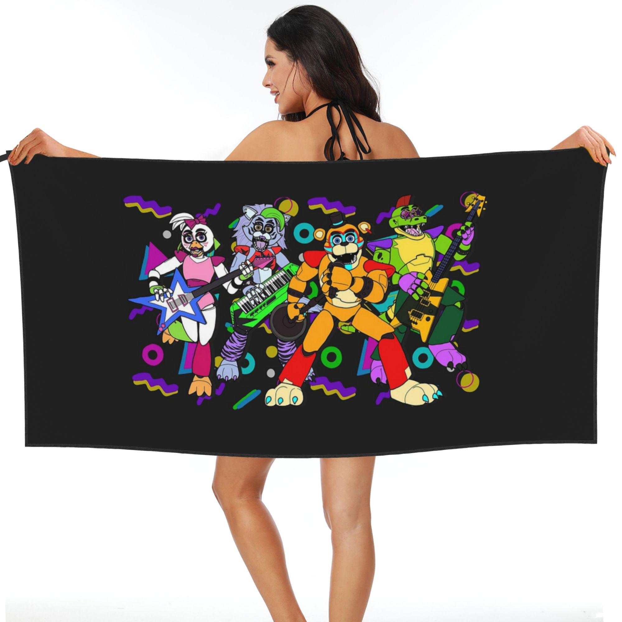 

Freddy Fazbear Pizzaplex Performers Beach Towel Soft Microfiber Quick Dry Absorbent Quick Towels For Bath W30*H60(CM)