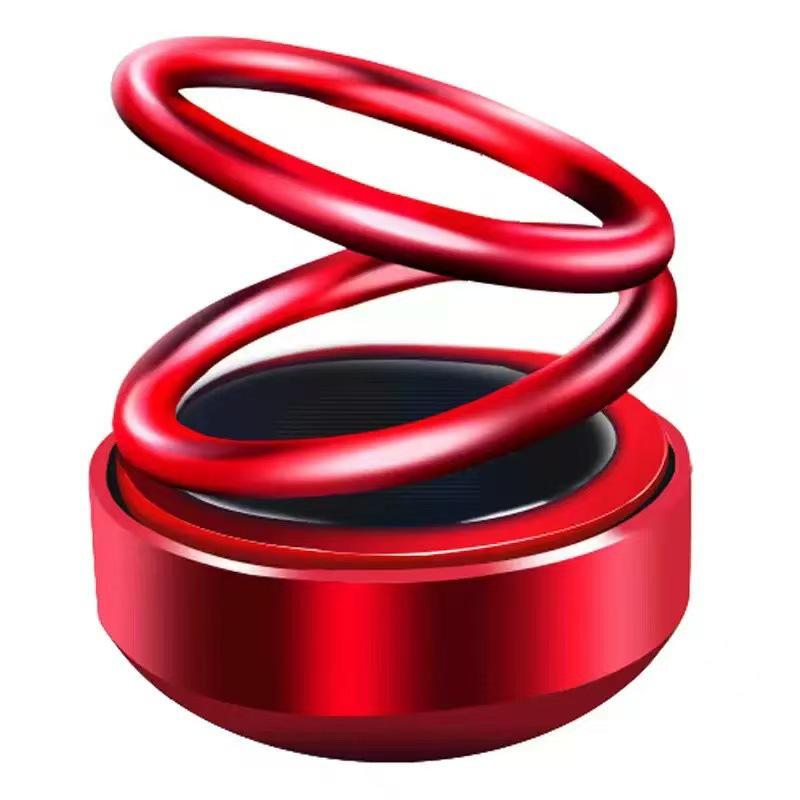 Solar-Powered Rotating Double Ring Aluminum Car Air Freshener and Interior Ornament