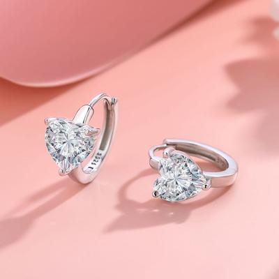 Orecchini d'Amore in Argento Sterling 925 Premium Nicchia Squisiti Orecchini a Cerchio a Cuore di Pesca Ins