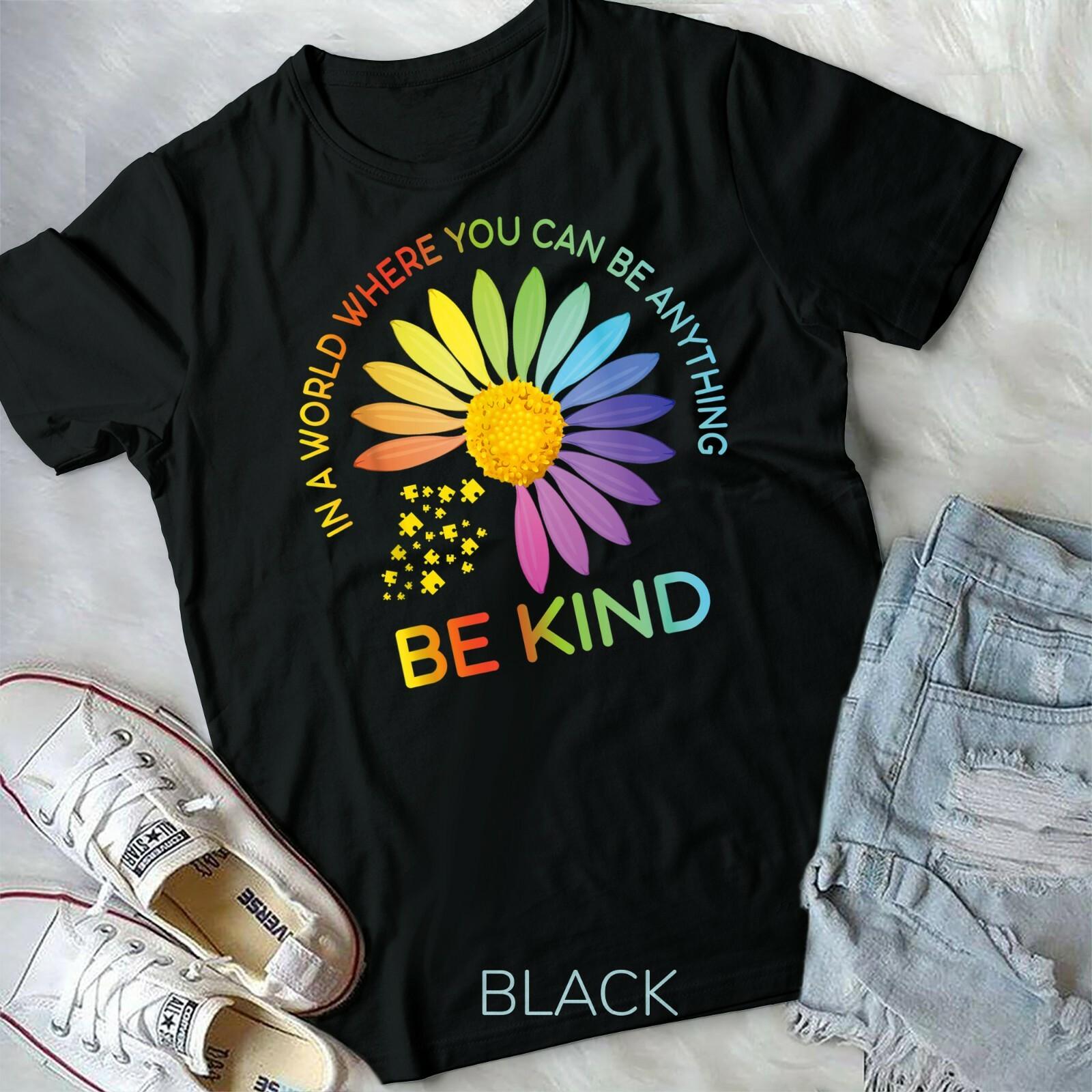 In April We Wear Blue Sunflower Autism Awareness Be Kind Unisex Youth T-shirt XXL