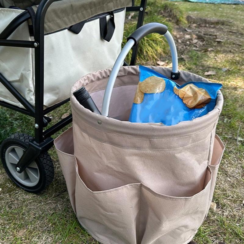 Picnic Basket Collapsible Organizer Bag with Exterior Pocket EVA Handle Splashproof Basket Large Capacity Storage Basket