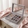 Jewelry Storage Box, with Transparent Flip Cover, Velvet Lining Dustproof Jewelry Organizer, Display Case for Travel And Home