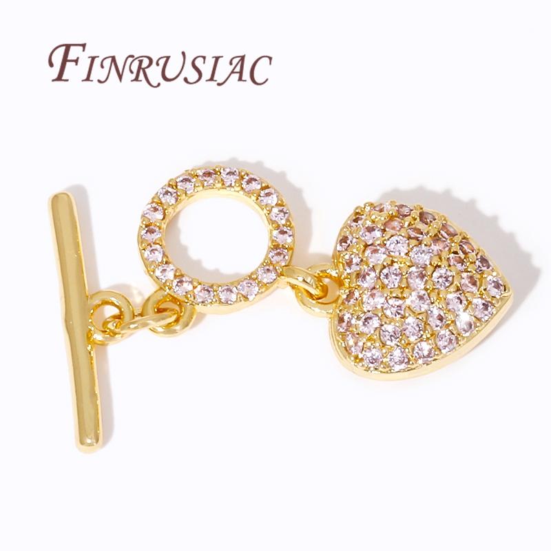 18K Gold Plated Brass with Zircon End Clasps Connectors For Jewelry OT Toggle Clasp For Necklace,DIY Bracelets Accessories