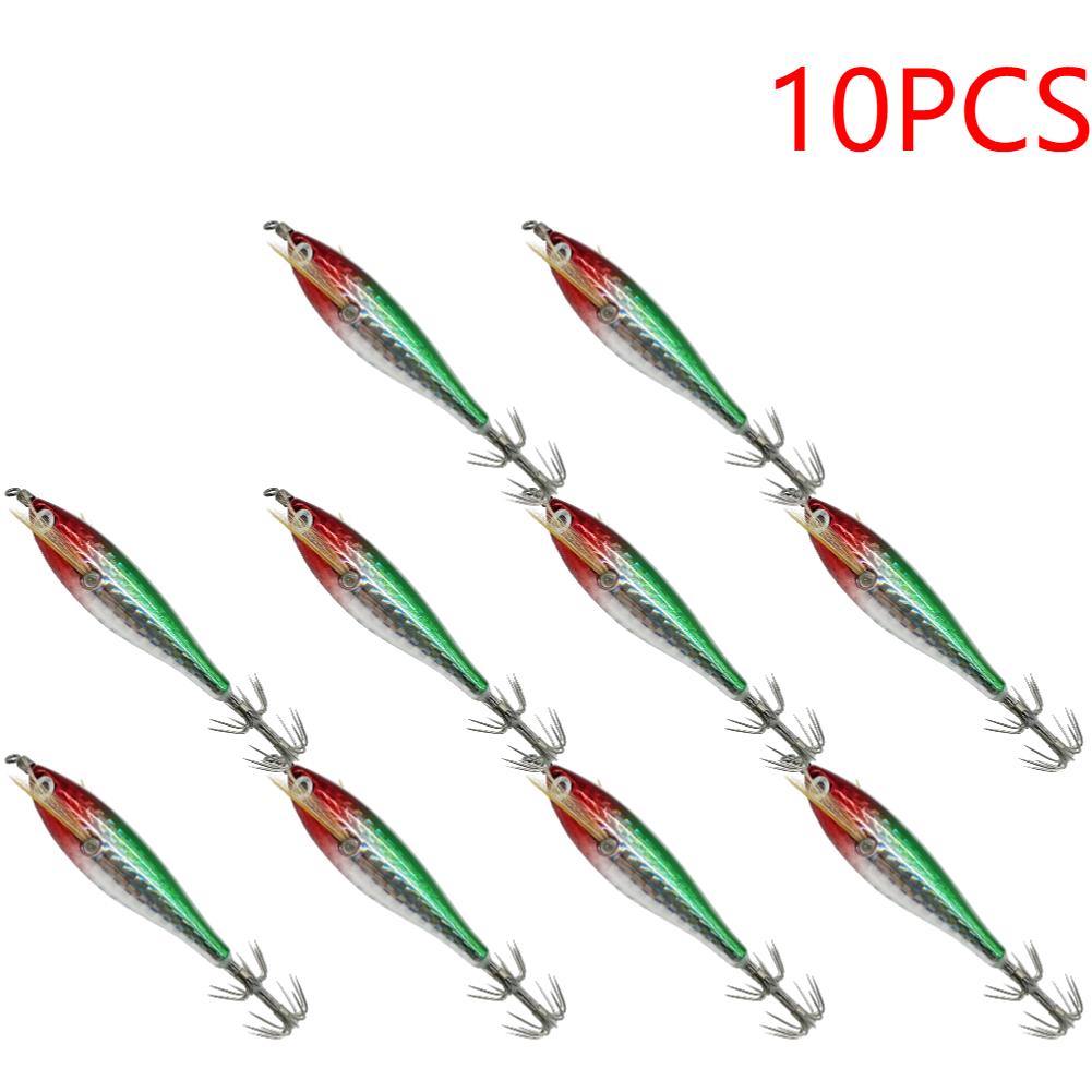 1-10PCS Fishing Lure Luminous Squid Jig Hook 7.5CM 5.5g Artificial Fake Octopus Lures Wood Shrimp Cuttlefish Hard Bait Sea Jigs
