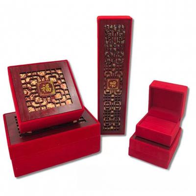Fa Jewelry Gift Box - Collectible Jade & Tassel Ornament Box - Festive Red, Hollow-carved, One-piece Craftsmanship