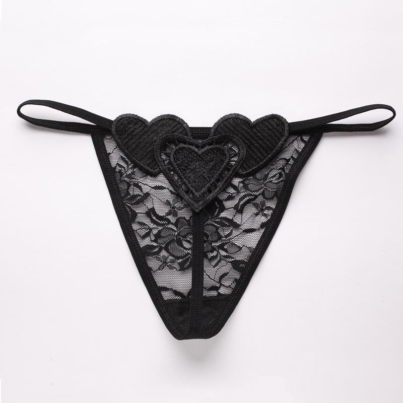 Women's Heart-Shaped Transparent Lace T-back Underwear - Low Waist, Thin & Sexy