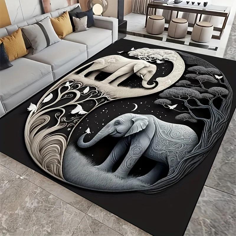 

Elephant Non Slip Rug Machine Washable Indoor Outdoor Floor Mat for Nursery, Living Room Farmhouse Decor 60cm x 90cm