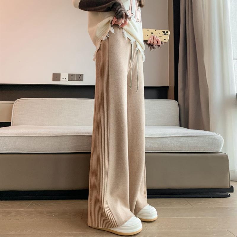Knitted Wide-legged Trousers Women Autumn and Winter Thick Section Draped Loose Casual Trousers