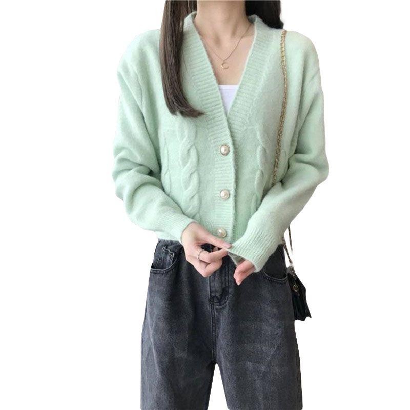 Stylish V-neck Long-sleeved Crop Top Soft And Comfortable Womens Cardigan For Autumn