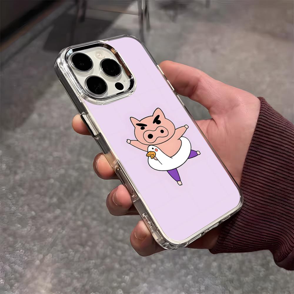 Anime Buriburizaemon Pig Phone Case For IPhone 17 Air 16 E 15 14 13 12 11 Plus Pro Max Electroplated Transparent Soft Shell