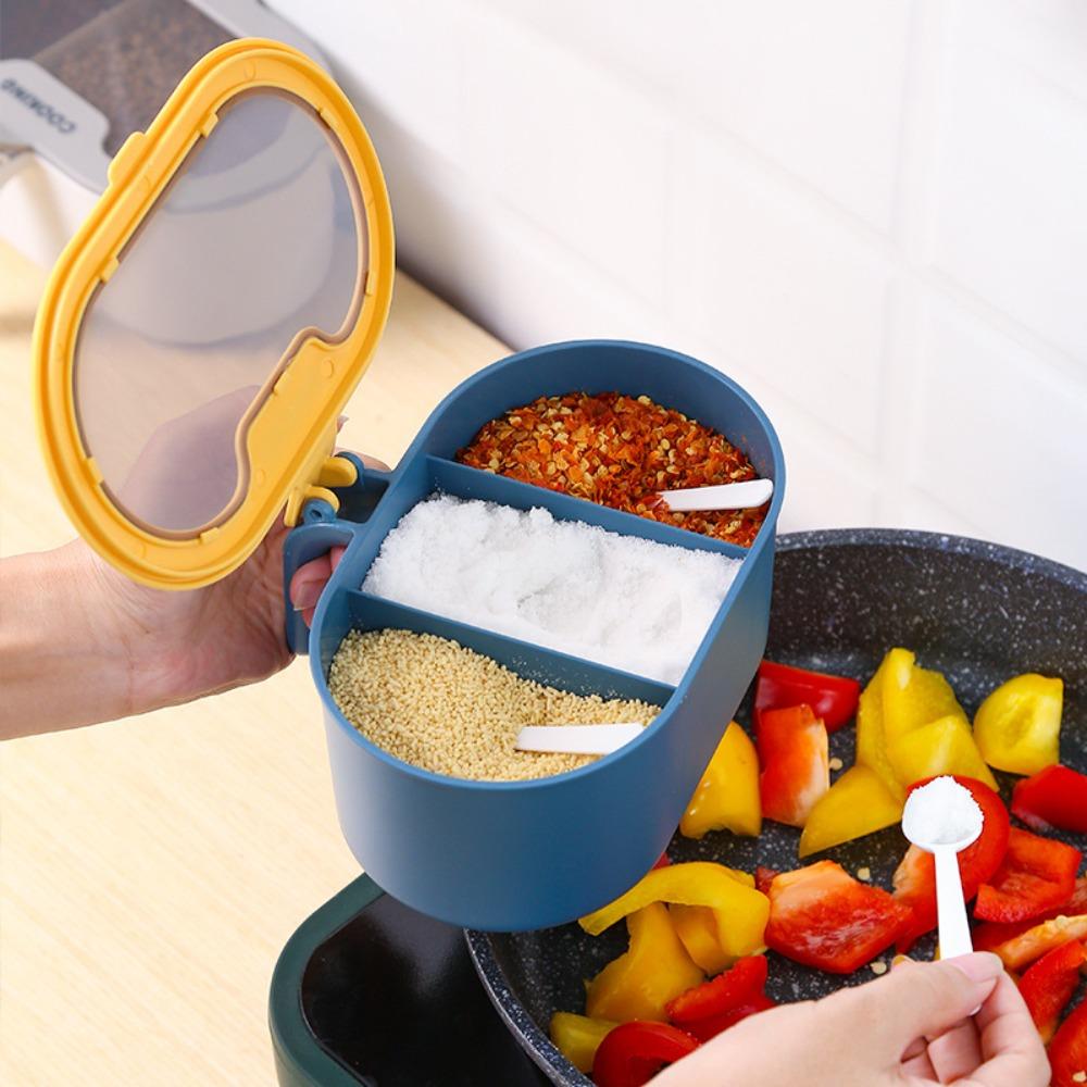 

Taste Fine Seasoning Box Three-compartment Salt Jar New Condiment Box Kitchen