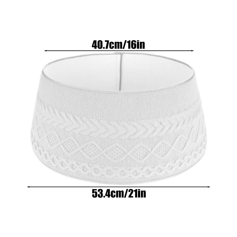 

21 Inches Knitted Christmas Tree Skirt Soft Reusable Tree Collar Christmas Tree Stand Cover Holiday Parties Home Decoration белый