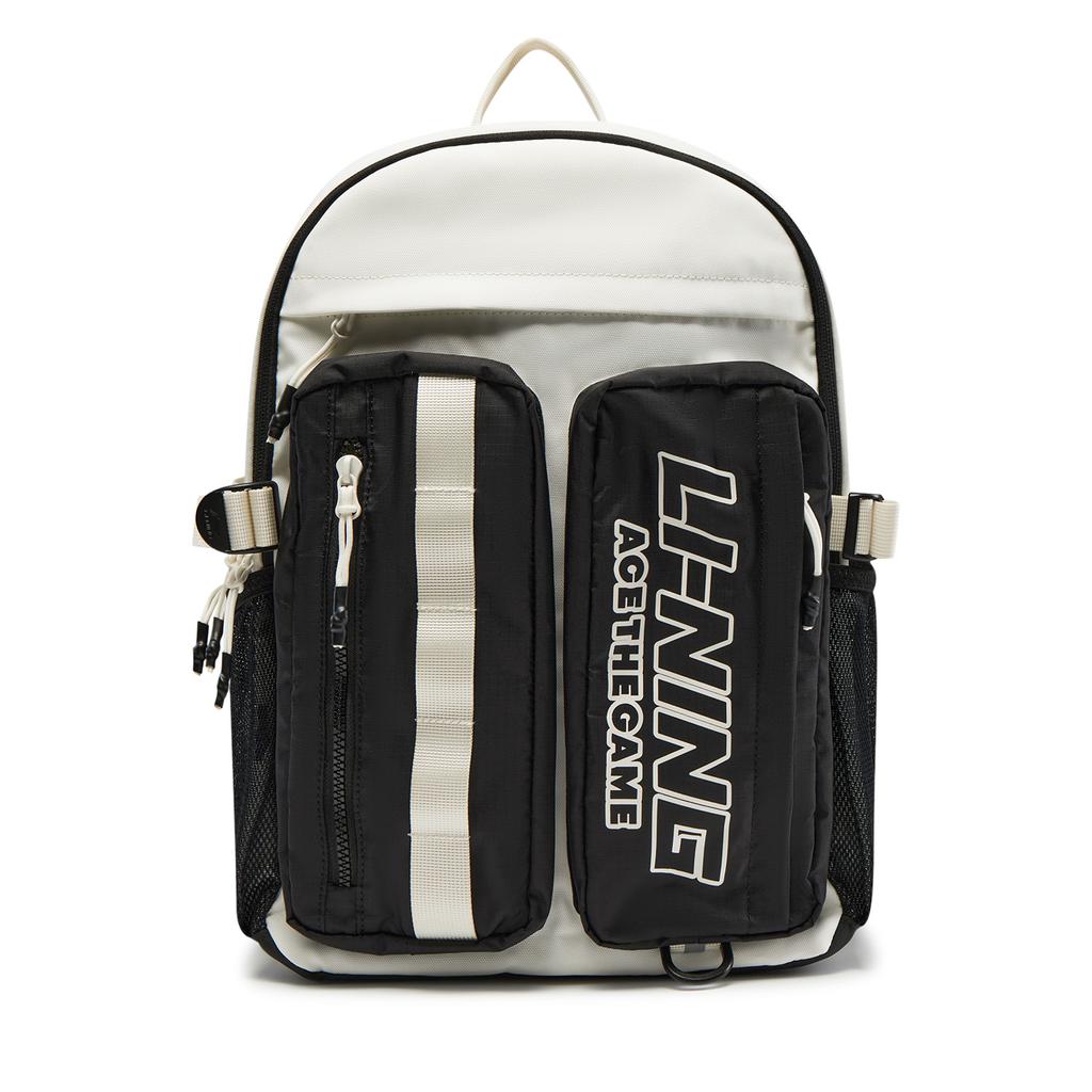 New LiNing Sports Life Collection Polyester Backpack Unisex Milk White & Black ABSV099-1