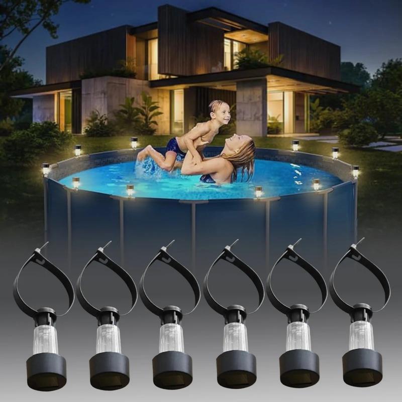 

6/12PC Waterproof Solar Hanging LED Pool Light Cylinder Shape Warm White Lamp for Outdoor Garden Above Ground Pool Lighting Use white light,6pcs