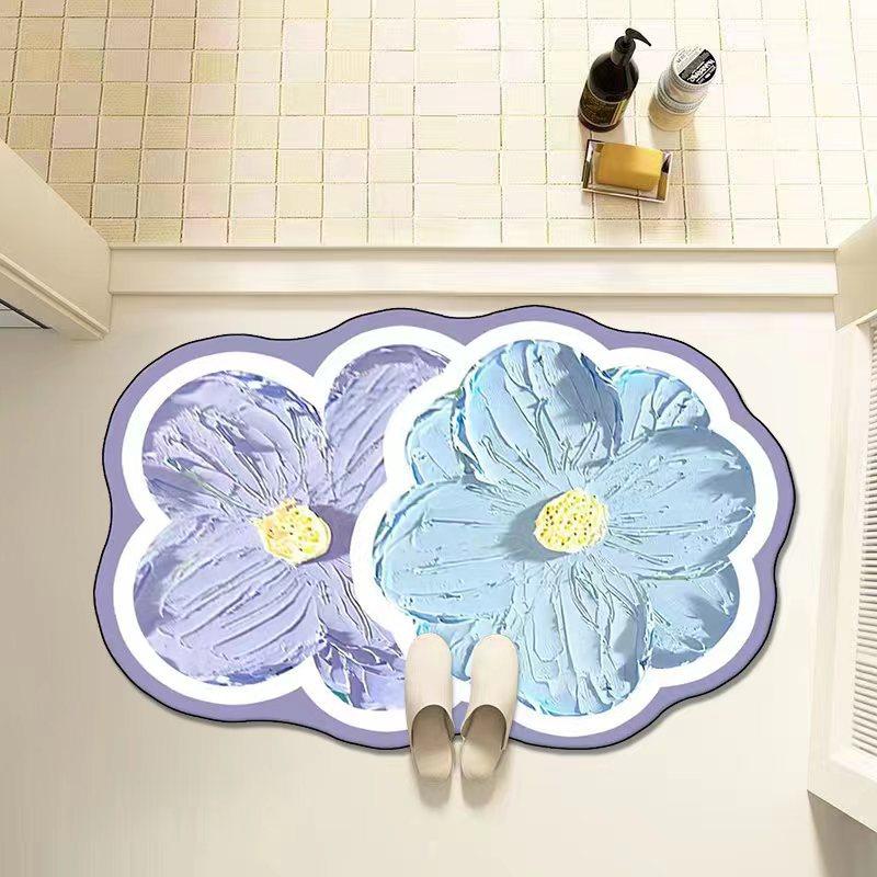 

Креативный коврик Diatom Mud, впитывающий коврик в форме цветка, нескользящий коврик для ванной комнаты с цветком, коврик для входной двери 50*80cm