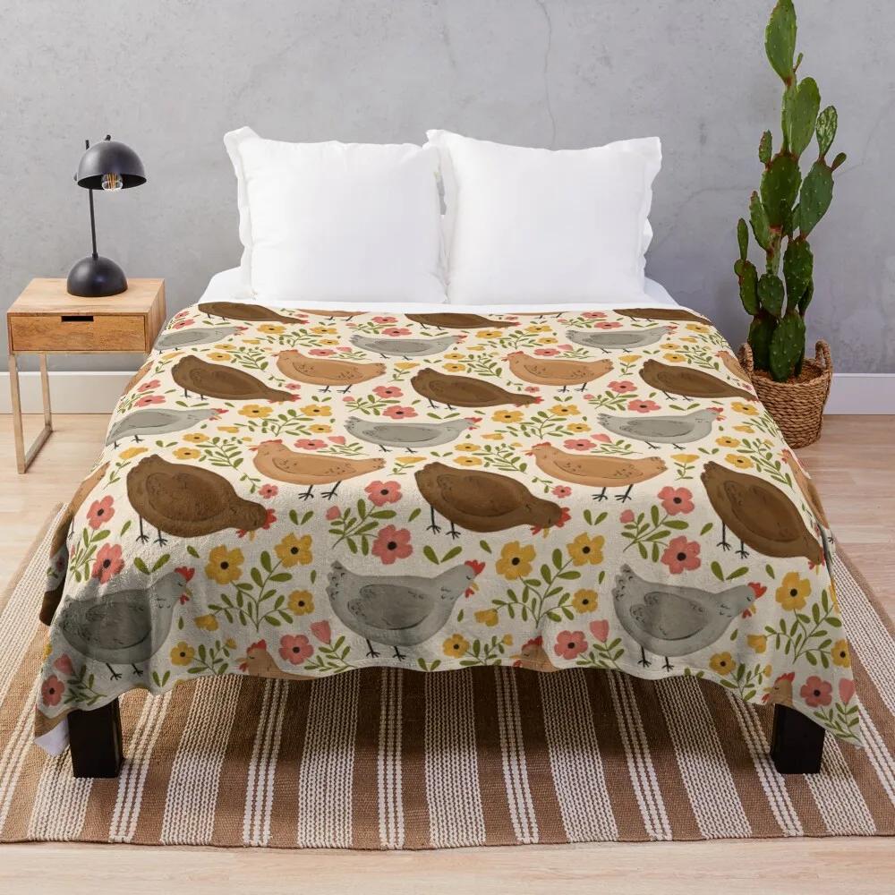 Cartoon Chicken Pattern Flannel Throw Blanket Egg Rooster Blanket Lightweight Warm Super Soft For Couch Sofa Bed Festival Gift