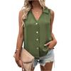 Fashionable Women's V-neck Loose Chiffon Shirt Sleevelessbutton Shirt
