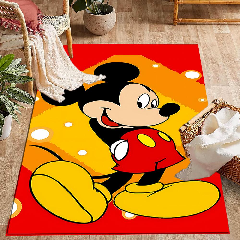 Mickey Mouse In Starry Night Disney Cartoon Theme Anti-Slip Rug - Polyester, Home Decor, Suitable for Bedrooms, Living Rooms, Doorways, and Studios