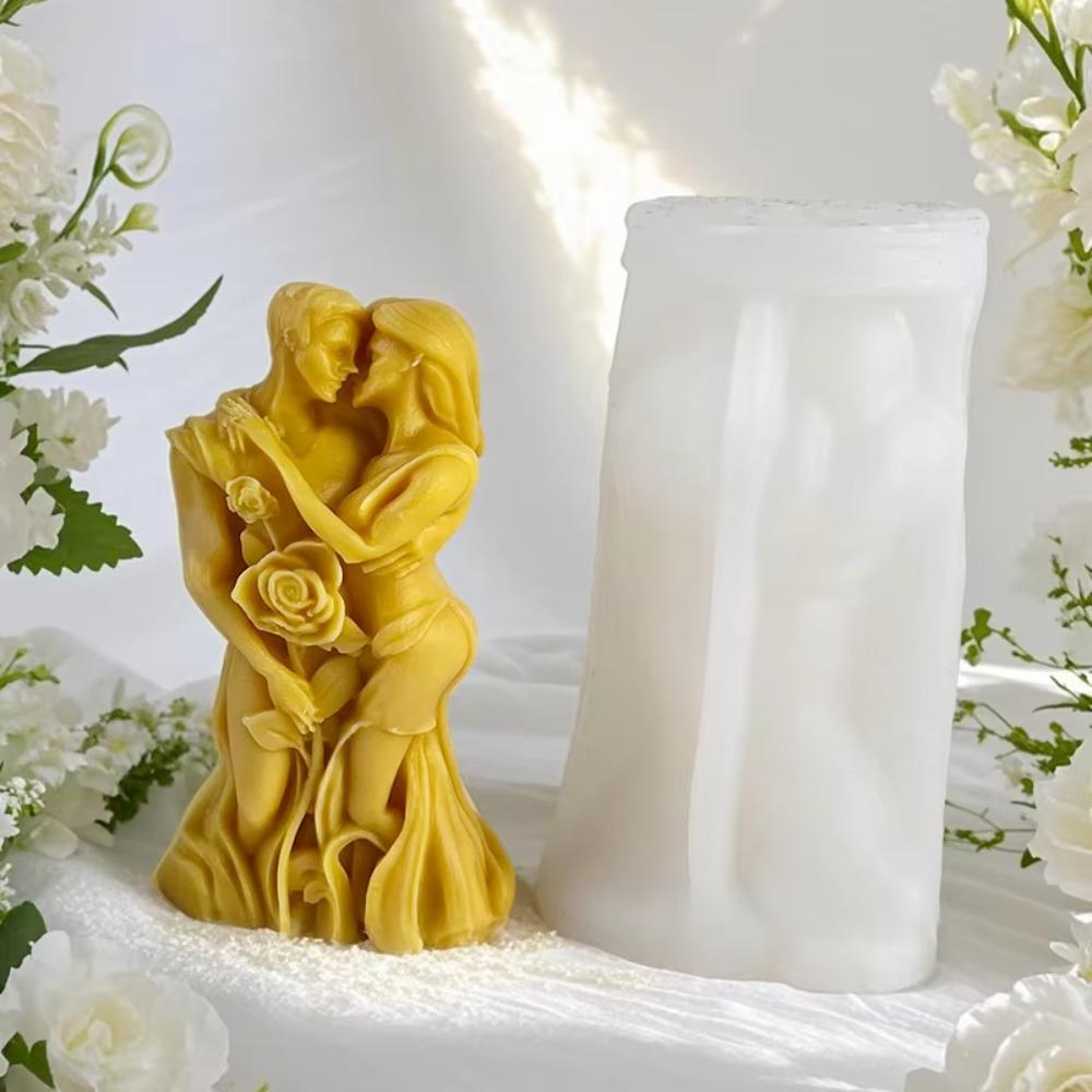 Reusable Couple Aromatherapy Candle Mold Silicone Ornaments Mold  Valentine's Day Gift