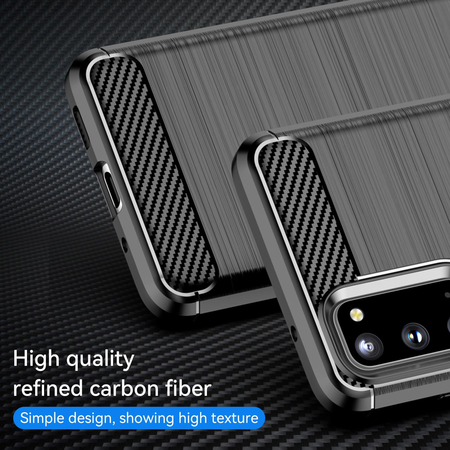 

1.8mm Carbon Fiber Brushed Texture Anti-fingerprint Soft TPU Anti-drop Phone Case Cover for Samsung Galaxy S20 4G/S20 5G Blue