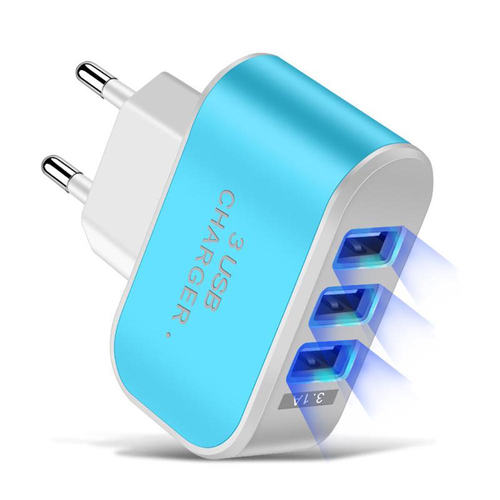 3 Ports USB Charger 3 In 1 Multifunctional Charging Head 5V 1A USB Charging Plug Mobile Phone Charger for iPhone Samsung Xiaomi