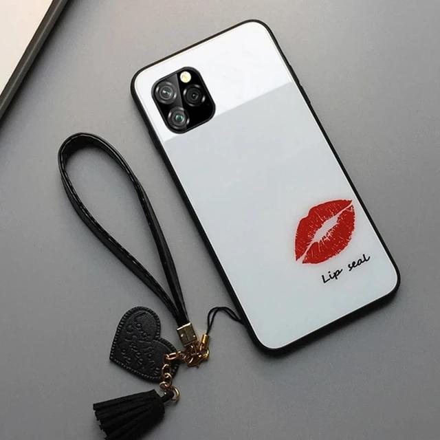 Husă pentru telefon din sticlă temperată cu model de imprimare la modă pentru OPPO Reno 11 Pro 10 Pro Plus Husă din spate rezistentă la șocuri pentru Reno 9Pro Plus cu șnur cu ciucuri