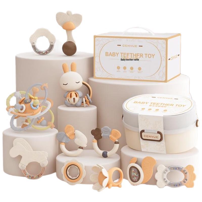 HANDUNYOU Newborn Baby Teether Rattle Toy Set