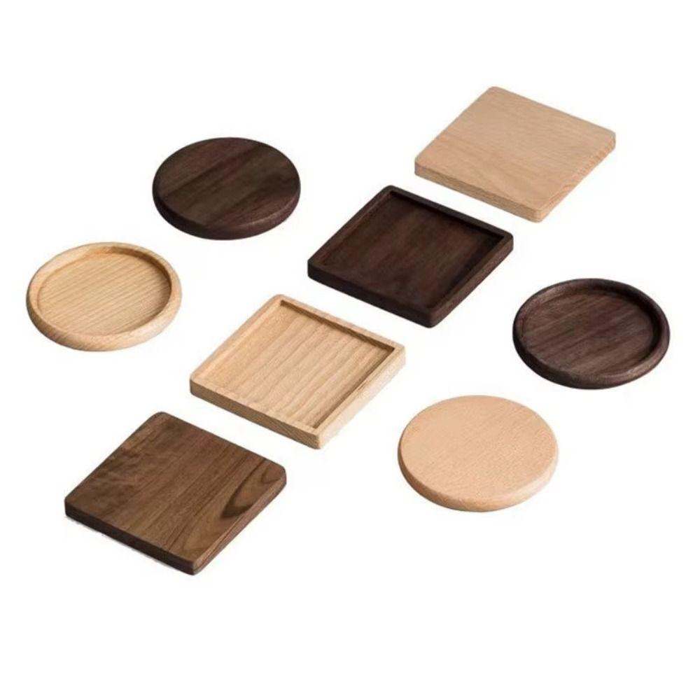 New Wood Coasters Square Round Durable Heat Resistant Tea Coffee Cup Pad 8.8cm Bowl Teapot Holder