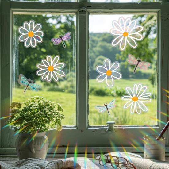 Static Glass Sticker Sun Protection UV Blocking Privacy Film with Colorful Rainbow Light Effect Glue-Free Electrostatic Reusable Window Cover
