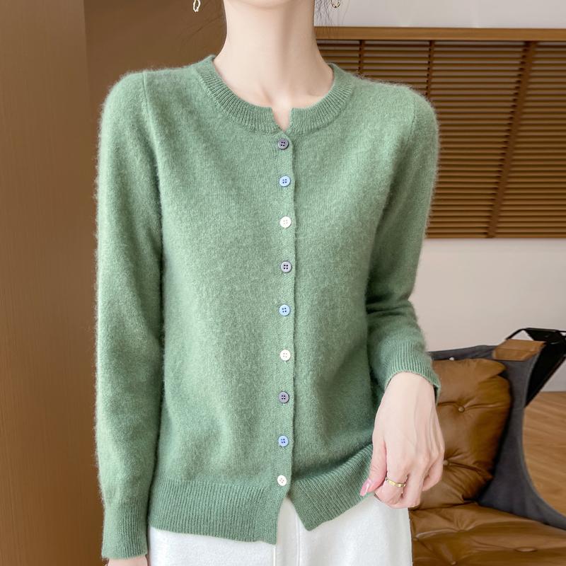 QingHe Cashmere Women's 30% Cashmere Cardigan - Soft & Warm Wool Blend Sweater