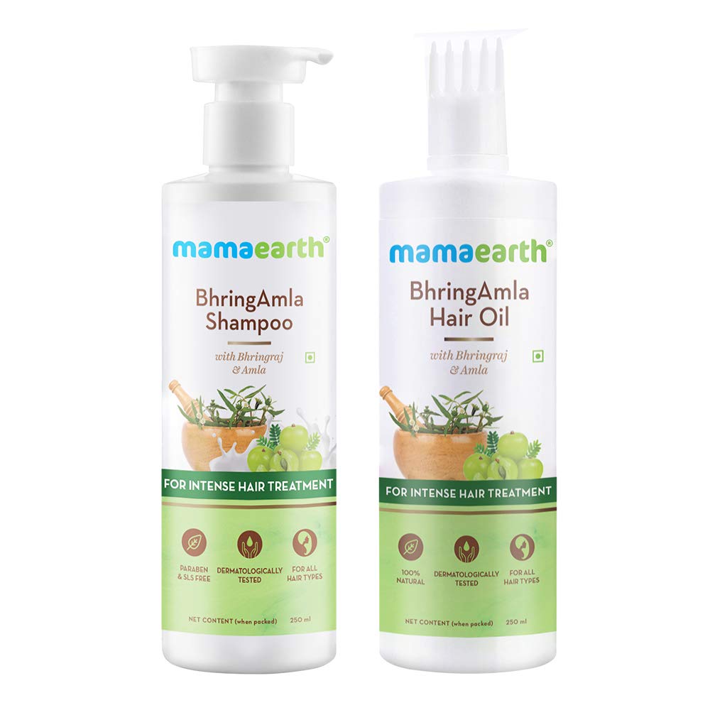 

Mamaearth BhringAmla Hair Oil And Shampoo Combo 250ml Each For Damaged Hair Repair, Hair Growth, Dandruff And Dry Scalp Care