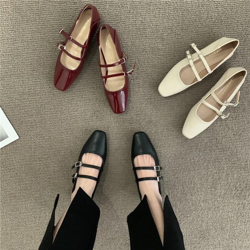 2025 Spring and Autumn New Design Sense French Retro Mary Jane Flats Single Shoes One Word with Buckle Women's Shoes