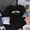 Womens WaistDefining Elastic T Shirt New York USA Printed Short Sleeve Round Neck Top Tee Graphic Tshirts
