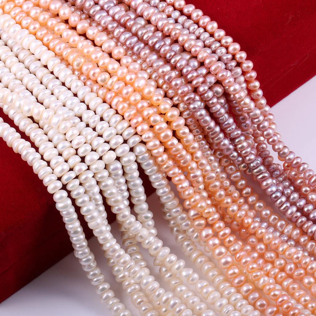 1String, Natural Freshwater Rondelle Pearl, 5-6mm White Loose Spacer Beads for Jewelry Making DIY Holiday Gift, Women's Crafts, 36cm
