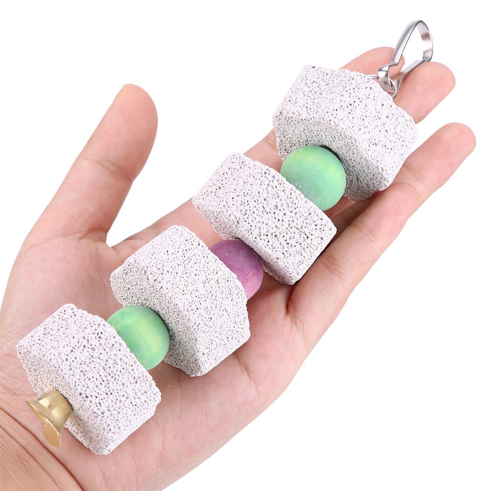 Parrot Bird Teeth Grinding Stone Mouth Molar Cage Hamster Chinchilla Hanging String Chewing Toy