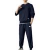2 stk/sett Herre Uformell sportsdrakt Vaffeltekstur O-hals Langermet genser Elastiske midjelommer Joggerbuksesett Loose Fit genserdress