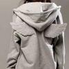 TrendHub Women Grey Angel Wing Embroidered Hoodie Cute Kawaii Pullover Sweatshirt Wing Decoration Back Y2K Street Harajuku Loose Pullover