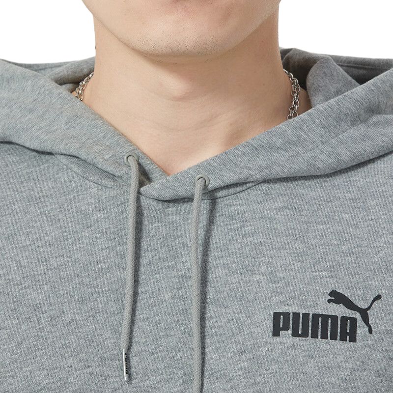 Puma Logo Printed Hooded Long Sleeve Sweatshirt Men Sweatshirt Gray 589038-03