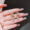 Light Luxury Zircon Stud Earrings Women's Fashion Flower Leaf Earrings Elegant Rhinestone Ear Stud Party Wedding Jewelry