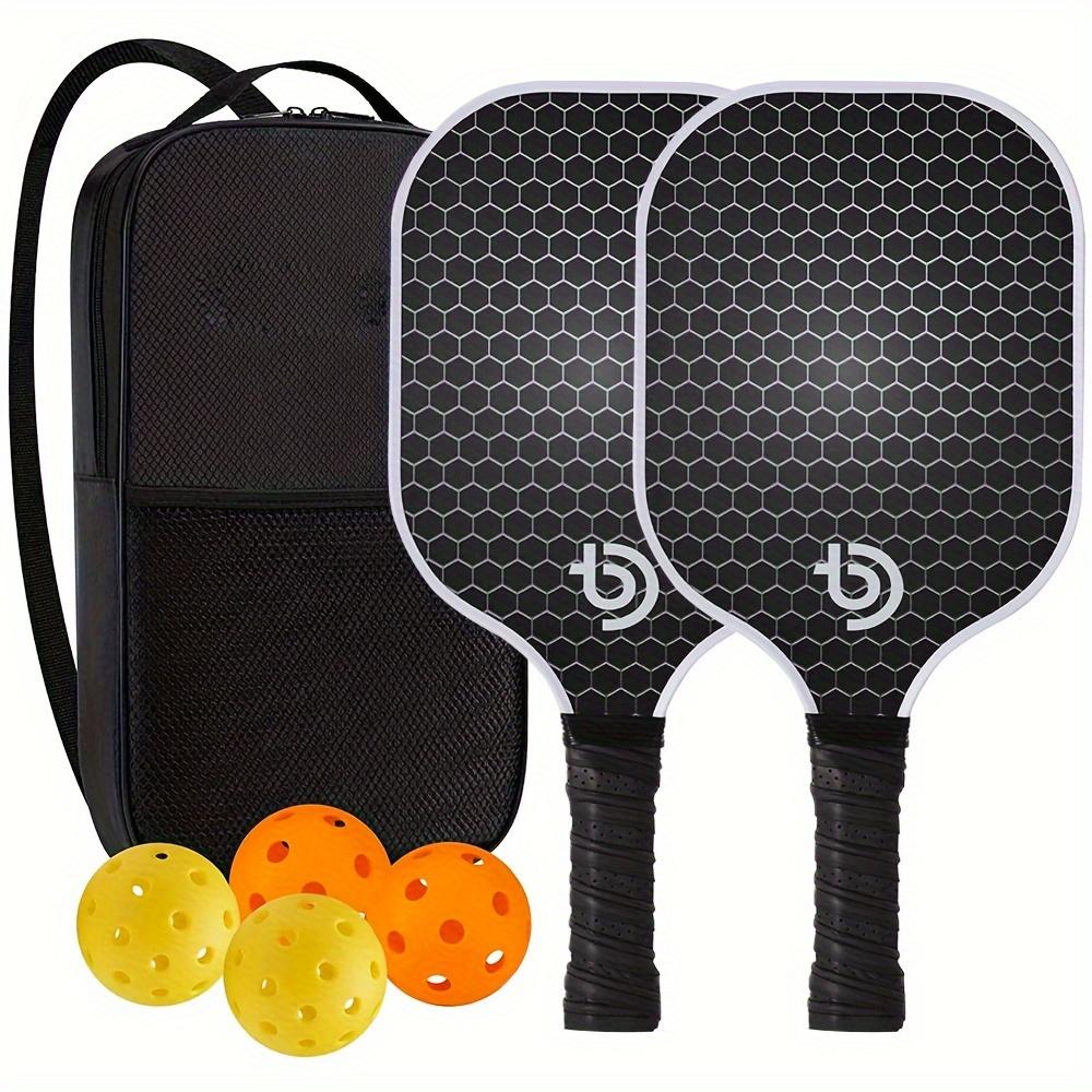 1 Set Carbon Fiber Pickleball Paddles, Honeycomb Paddles, Outdoor Sports, Including 2pcs Pickleball Paddles, 4pcs Balls, 1pc Bag чёрный