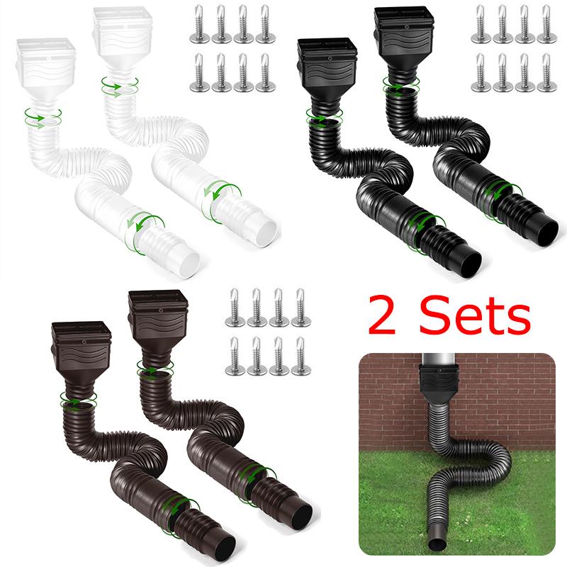 2 sets of foldable and easy to install retractable rainwater drainage pipes are durable and long-lasting