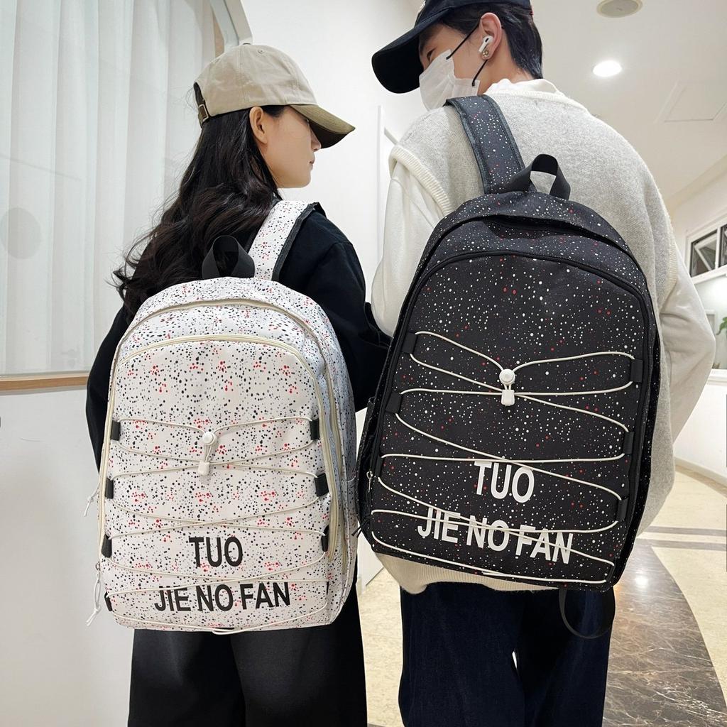 School bag: trendy brand Starry Sky double shoulder bag, large capacity student backpack, computer bag, campus casual versatile hiking backpack
