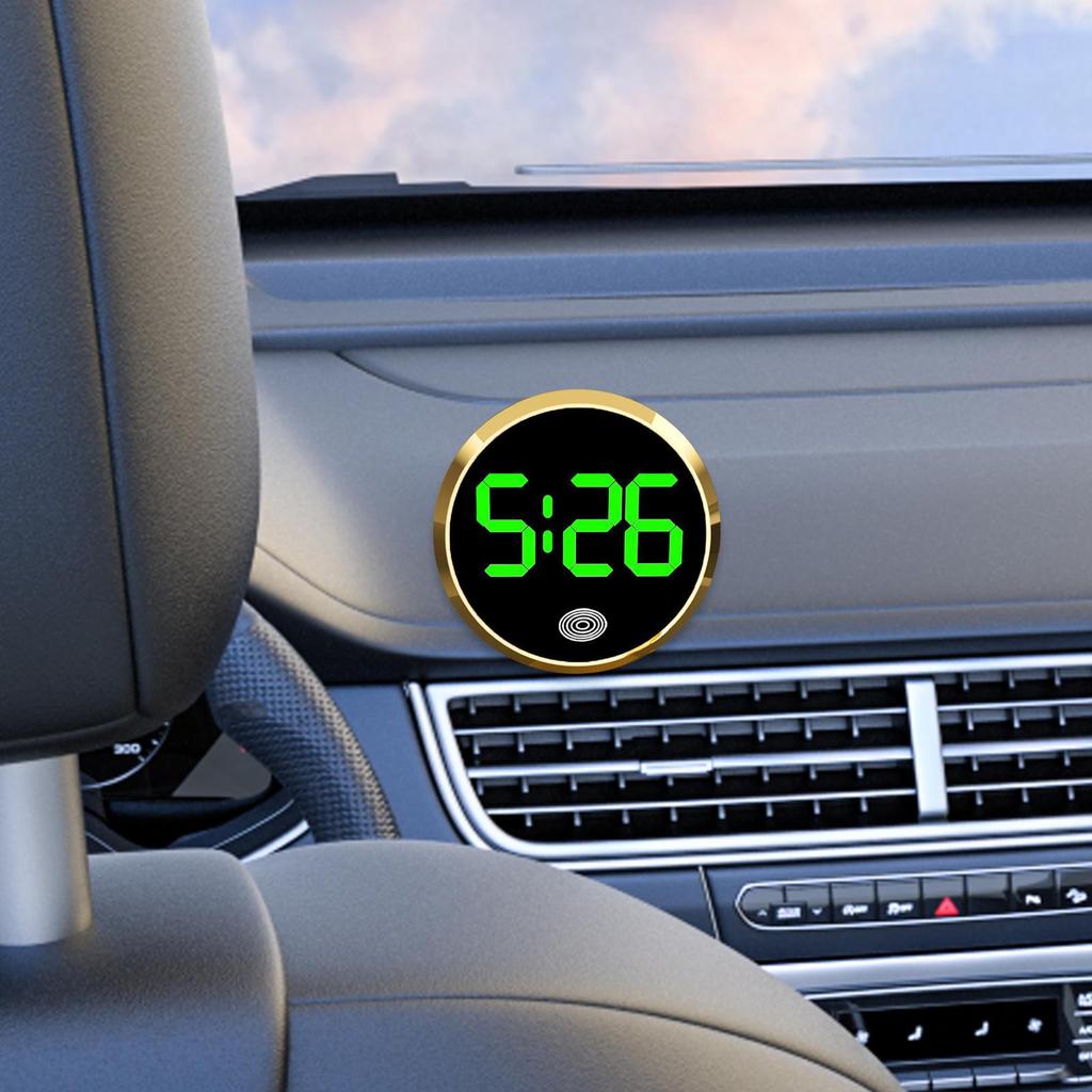 Car Dashboard Time Display Electronic Clock for Vehicles Touch Activated Round Accessory