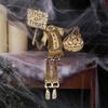 Articulated Pumpkin Man Halloween Decoration Spooky Wooden Pumpkin Skeleton Tabletop Ornament for DIY Home Office Decor
