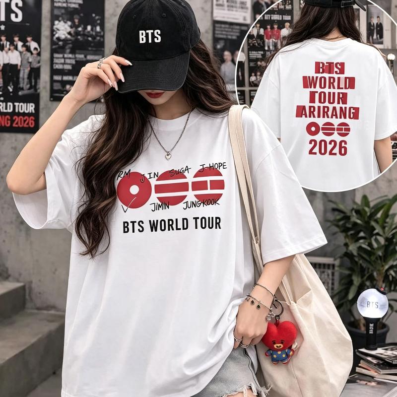 New BTS Arirang World Tour Graphic Unisexcotton Shirt,There Are Children Size,Kpop Summer Men's Women's Fashion Tshirt